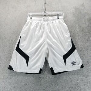 Umbro Shorts Mens M White Dazzle Training Gym Drawstring Pockets